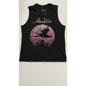 Disney Aladdin Tank Top Size S Black/Pink Aladdin Logo Cropped/muscle tank